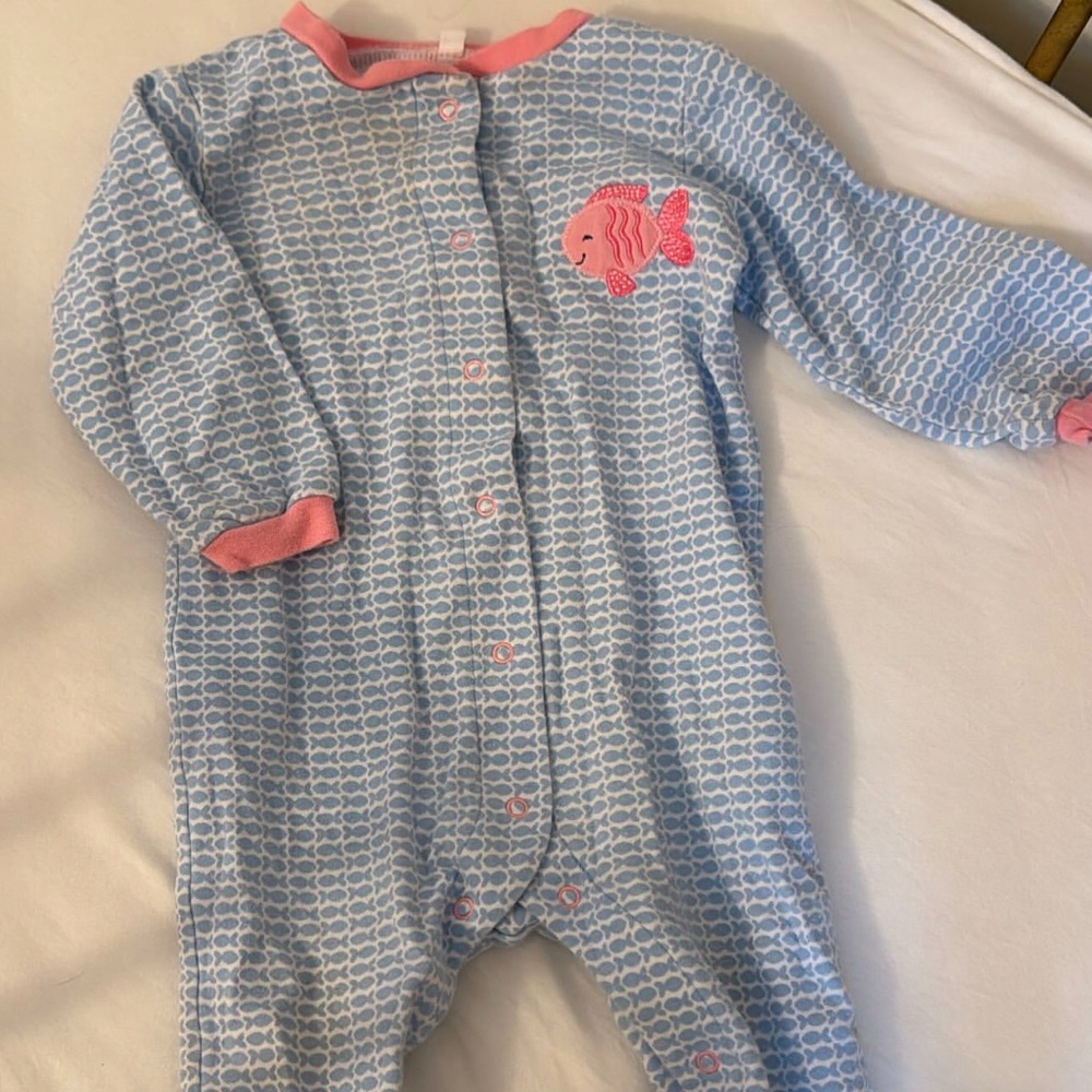 Pekkle pajamas sleeper blue and pink fish 9m